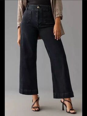 Pilcro-   High-Rise Wide-Leg Black Women's Jeans Anthropologie